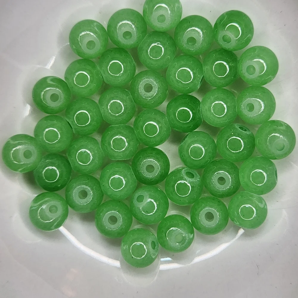 Green Apple Glass Beads 8mm Round 40 Bead Count #86